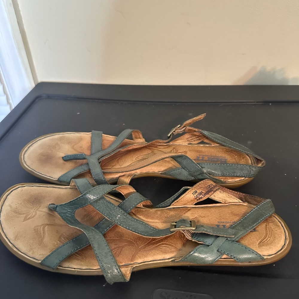 Born Sandals Womens 10 M Casual Strappy Slingback blue Leather Flats